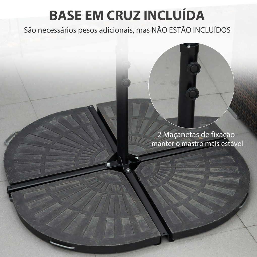 Outsunny Chapéu de Sol de Jardim Ø256x245cm Chapéu de Sol Excêntrico Rotação 360° com Abertura Manual e Base Cruzada para Pátio Varanda Exterior Bege