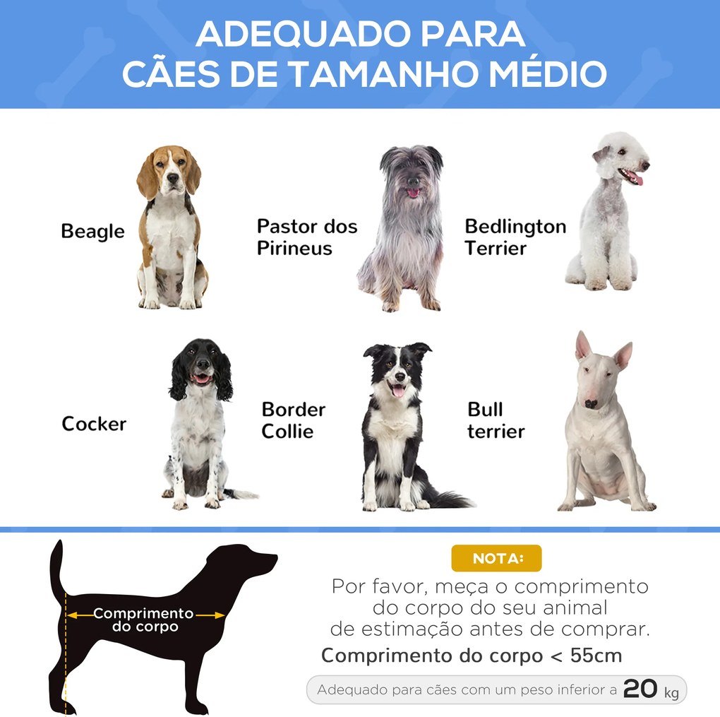 Cama Elevada para Cães Respirável para Cães Pequenos 106x81x33 cm Tecido de Textilen