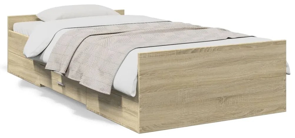 vidaXL Estrutura de cama c/ gavetas derivados madeira carvalho sonoma