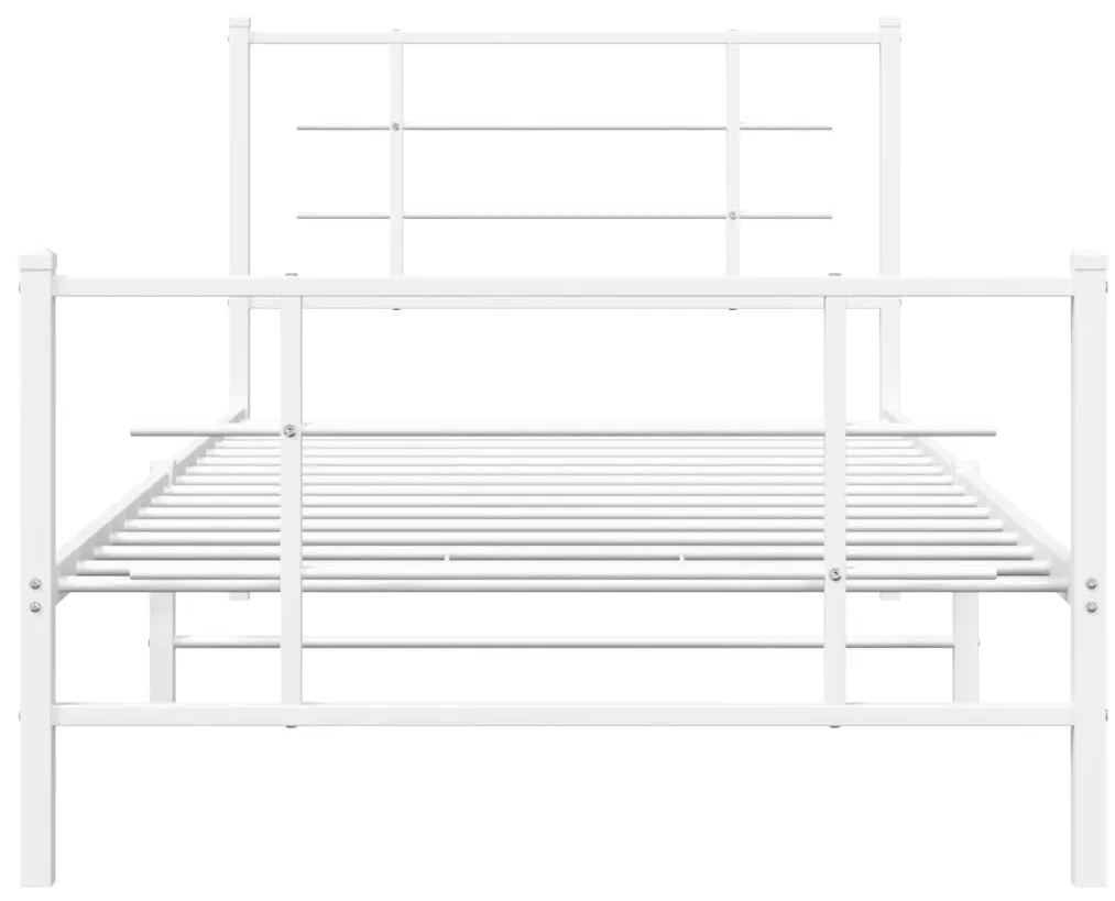 Estrutura de cama com cabeceira e pés 100x190 cm metal branco