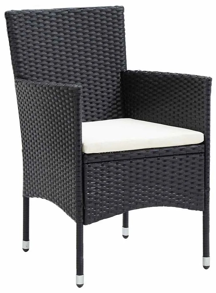 Conjunto de Jantar de Jardim de 5 Peças Preto em Rattan Sintético