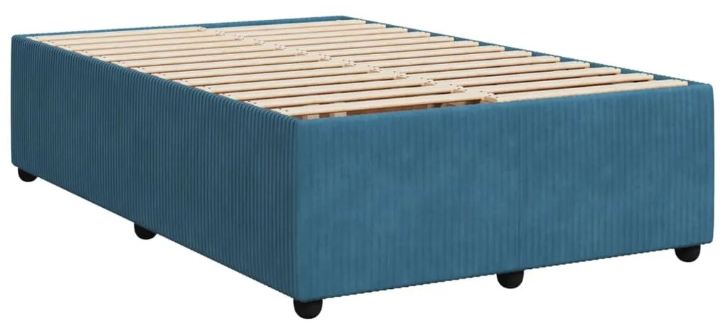 Cama boxspring com colchão 120x190 cm veludo azul