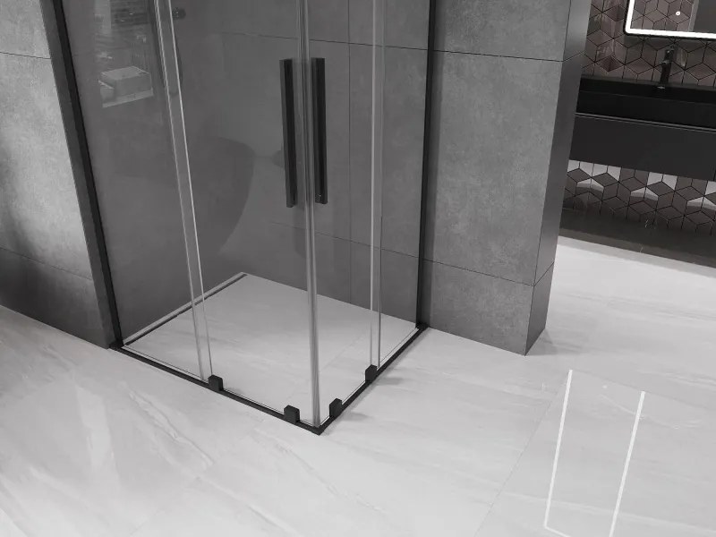 Mexen Velar L Duo cabine de duche deslizante 100 x 90 cm, transparente, preta - 871-100-090-02-03-70