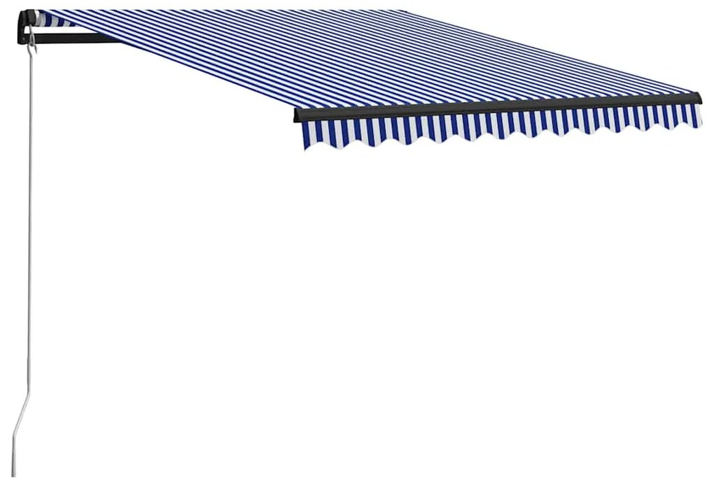 Toldo retrátil manual com LED 300x250 cm azul e branco