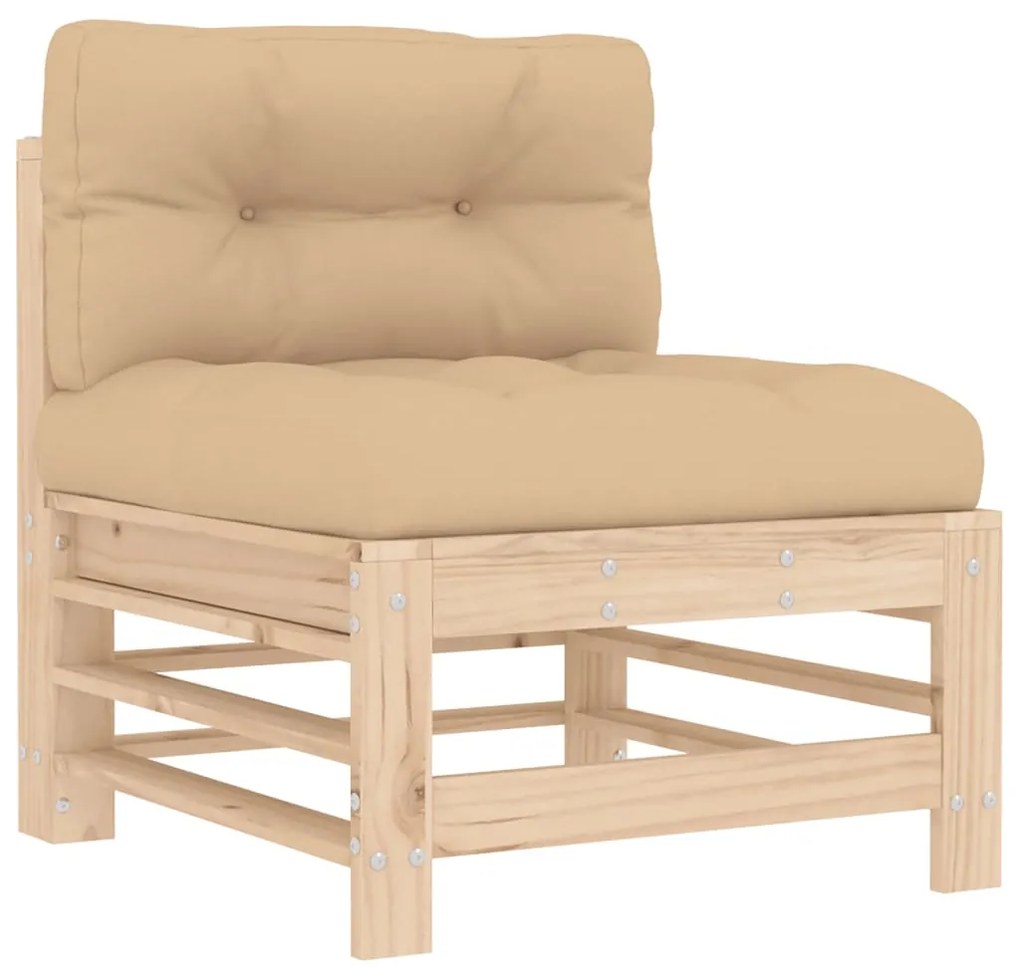 3 pcs conjunto lounge de jardim c/ almofadões madeira maciça