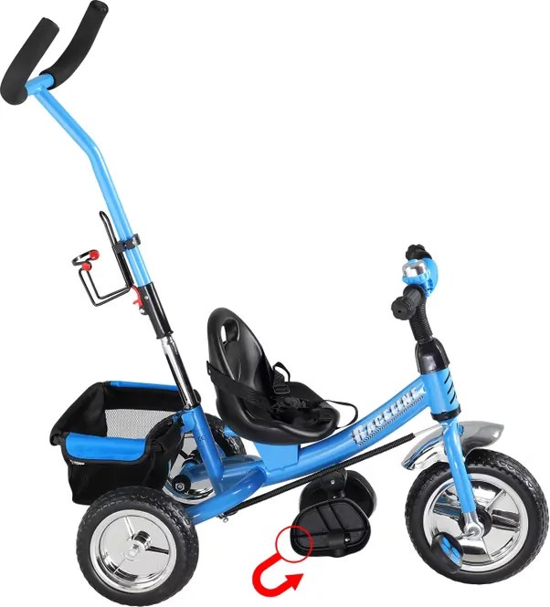 Triciclo infantil Raceline com barra de empurrar em metal 88 x 48 x 96 cm Azul