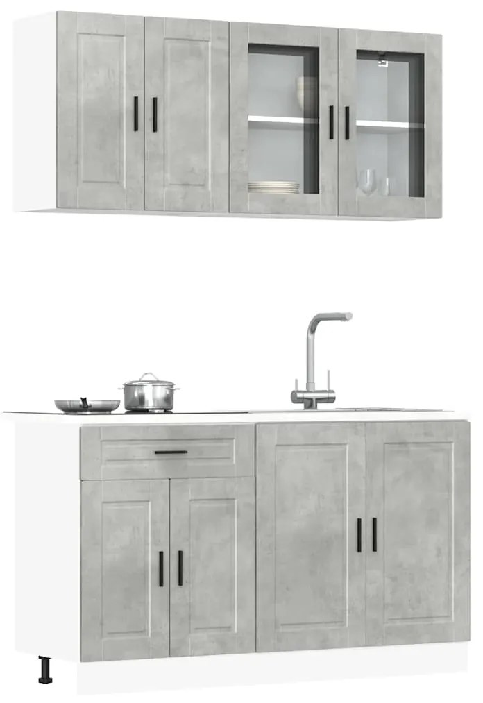 4 peças armário de cozinha conjunto Kalmar concreto cinza