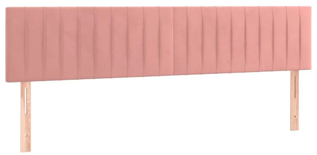 Cabeceira de cama c/ luzes LED veludo 200x5x78/88 cm rosa