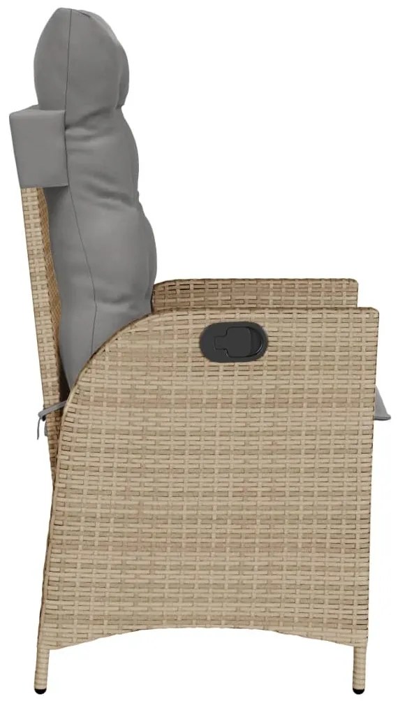 Cadeiras jardim reclináveis 2 pcs c/ almofadões bege misturado