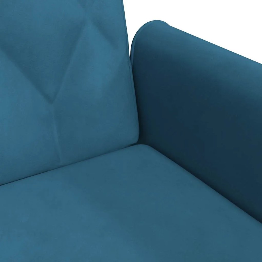 Sofá-cama com apoio de braços veludo azul