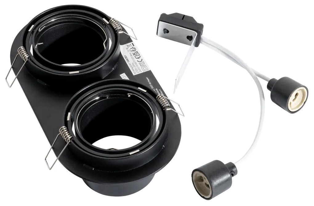 Foco embutido redondo preto GU10 70mm inclinável 2-luzes - Installa