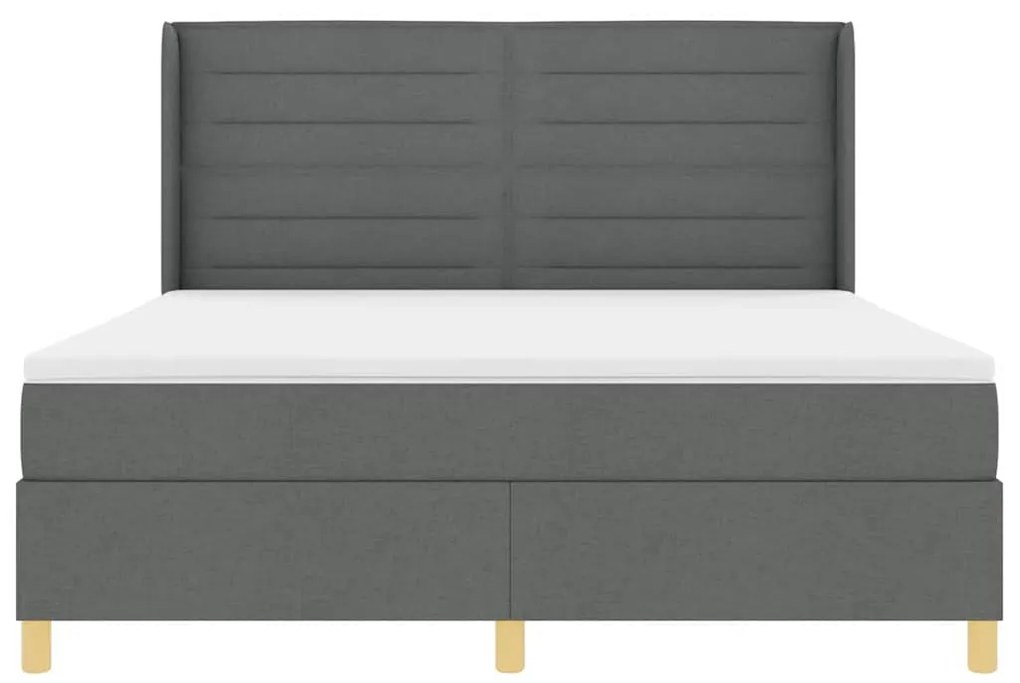 Cama Box Spring com Colchão Cinza Escuro 180x200 cm - Tecido