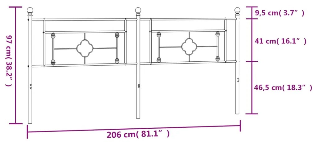 Cabeceira de cama 200 cm metal branco