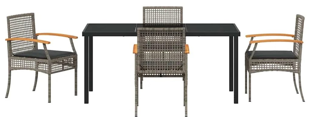 Conjunto de Jantar de Jardim 5 Peças com Almofadas em Rattan Sintético