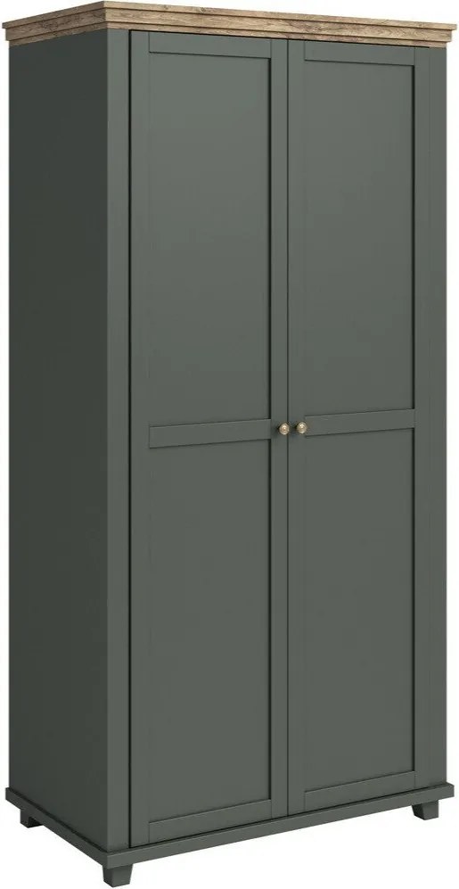 Roupeiro Tolnue 125, Verde escuro, Carvalho lefkas, 216x108x62cm, 92 kg, Portas para roupeiro: Com dobradiças, Número de prateleiras: 1, Número de prateleiras: 1