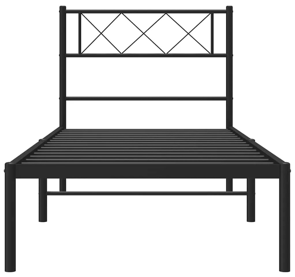 Estrutura de cama com cabeceira 100x190 cm metal preto