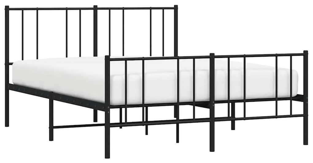 Estrutura de cama com cabeceira e pés 135x190 cm metal preto