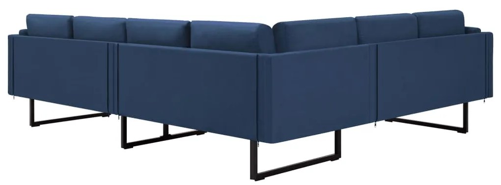 Sofá de canto tecido azul