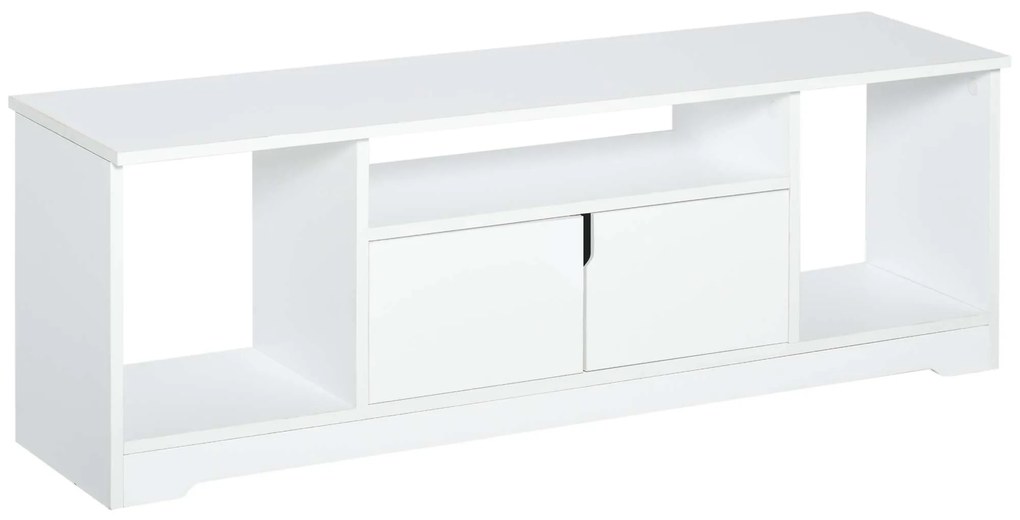 HOMCOM Móvel de TV para Televisores de até 42” Móvel de Sala de Estar Moderno com Armário de Dupla Porta e 3 Compartimentos Abertos 120x30x41cm Branco