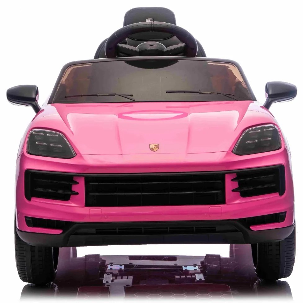 Carro elétrico para crianças Porsche Cayenne 12V com tração traseira – Licença oficial, bateria de lítio, comando remoto 2,4 GHz, leitor MP3, luzes LE