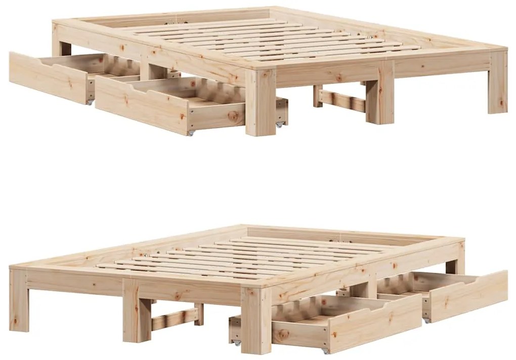 Cama sem colchão 135x190 cm madeira de pinho maciça