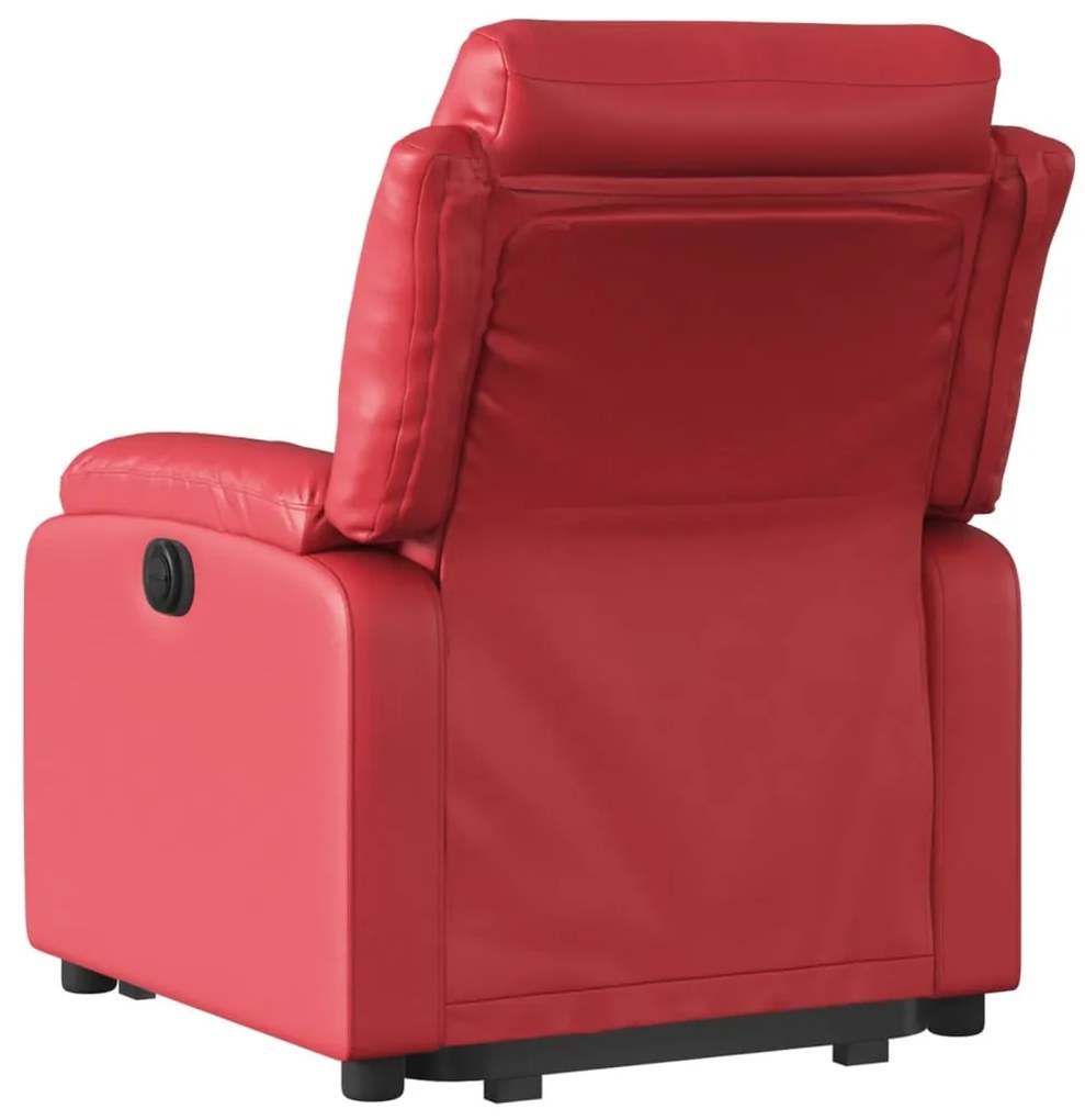 Poltrona reclinável elevatória couro artificial vermelho