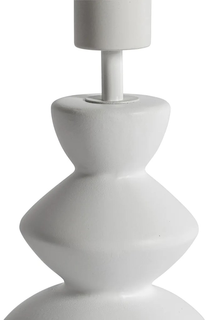 Candeeiro de Mesa Design Abajur em Veludo Branco Cinza-Claro e Dourado 25 cm - Alisia Design