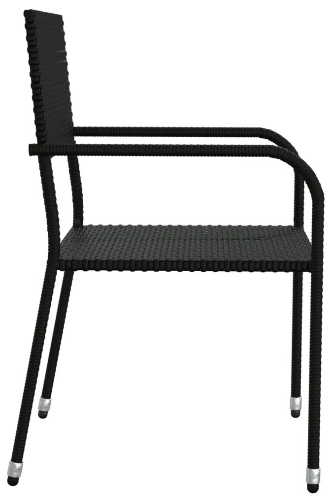 5 pcs conjunto de jantar para jardim vime PE e aço preto