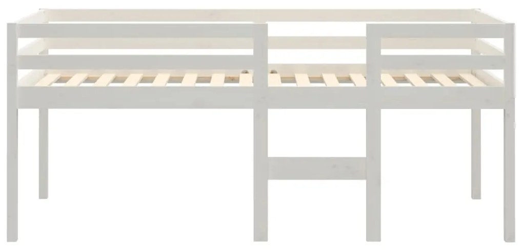 Cama alta 80x200 cm madeira de pinho maciça branco