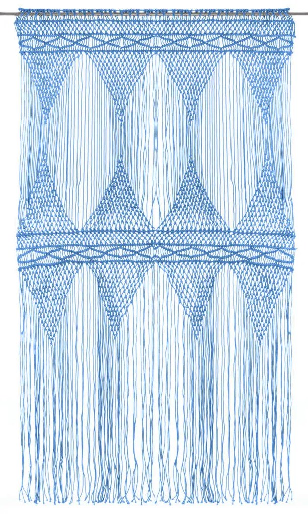 Cortina em macramé 140x240 cm algodão azul
