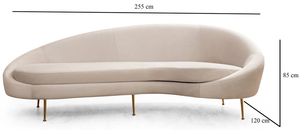 Sofá de 3 Lugares Eses – Bege – 255x120x85 cm