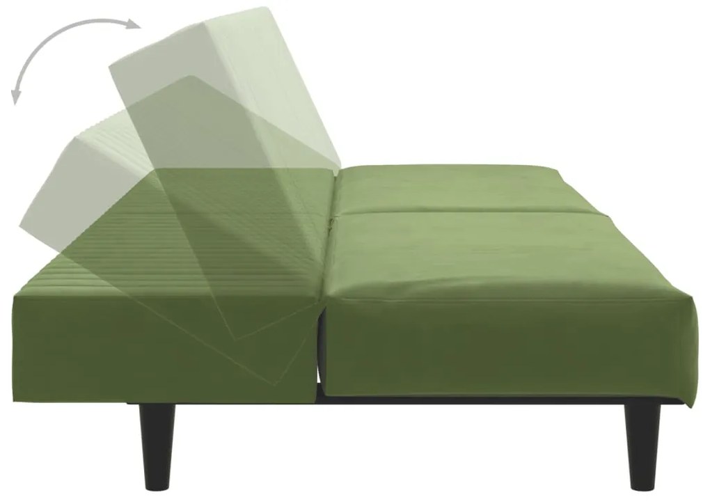 Sofá-cama de 2 lugares veludo verde-claro