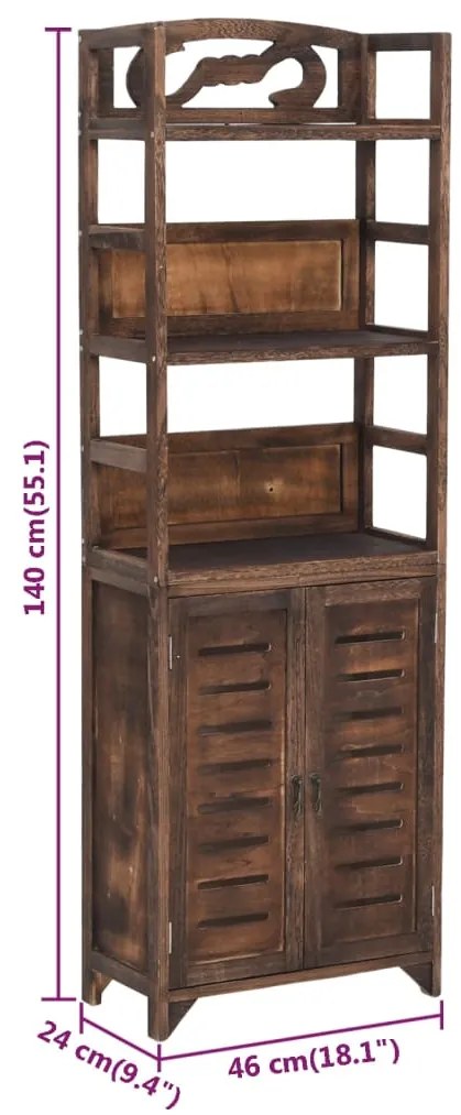 Armário expositor 46x24x140 cm paulownia maciça castanho-escuro
