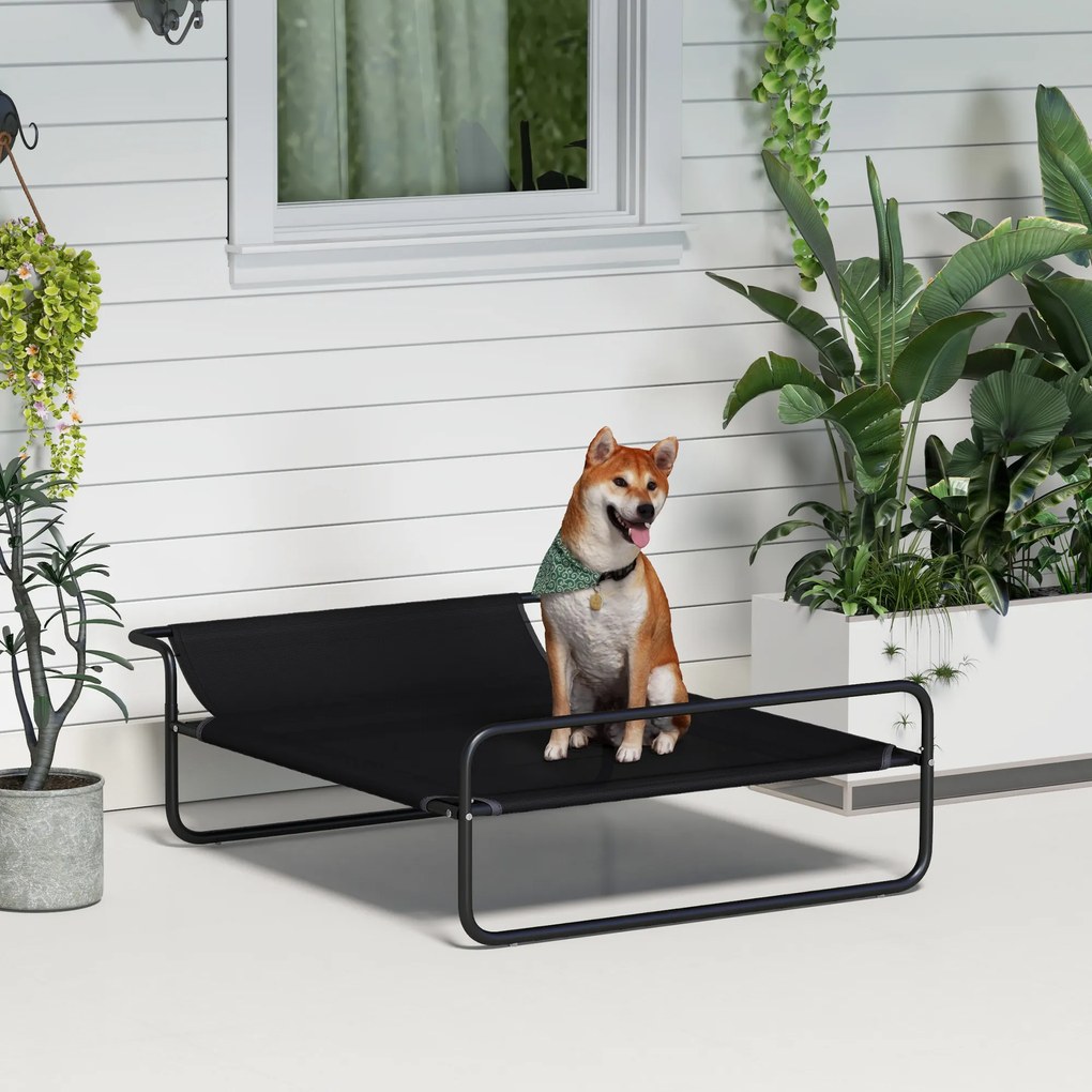 Cama Elevada para Cães Respirável para Cães Pequenos 106x81x33 cm Tecido de Textilen