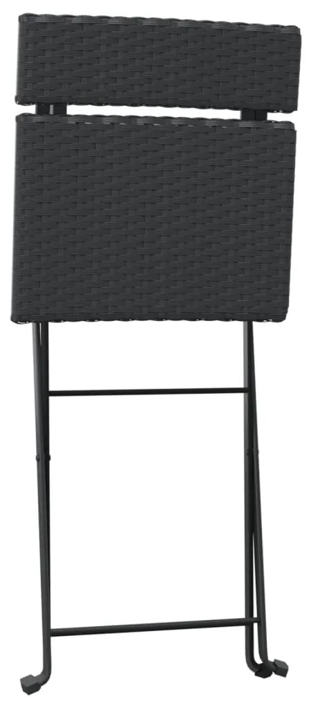 3 pcs conjunto de bistrô dobrável vime PE preto