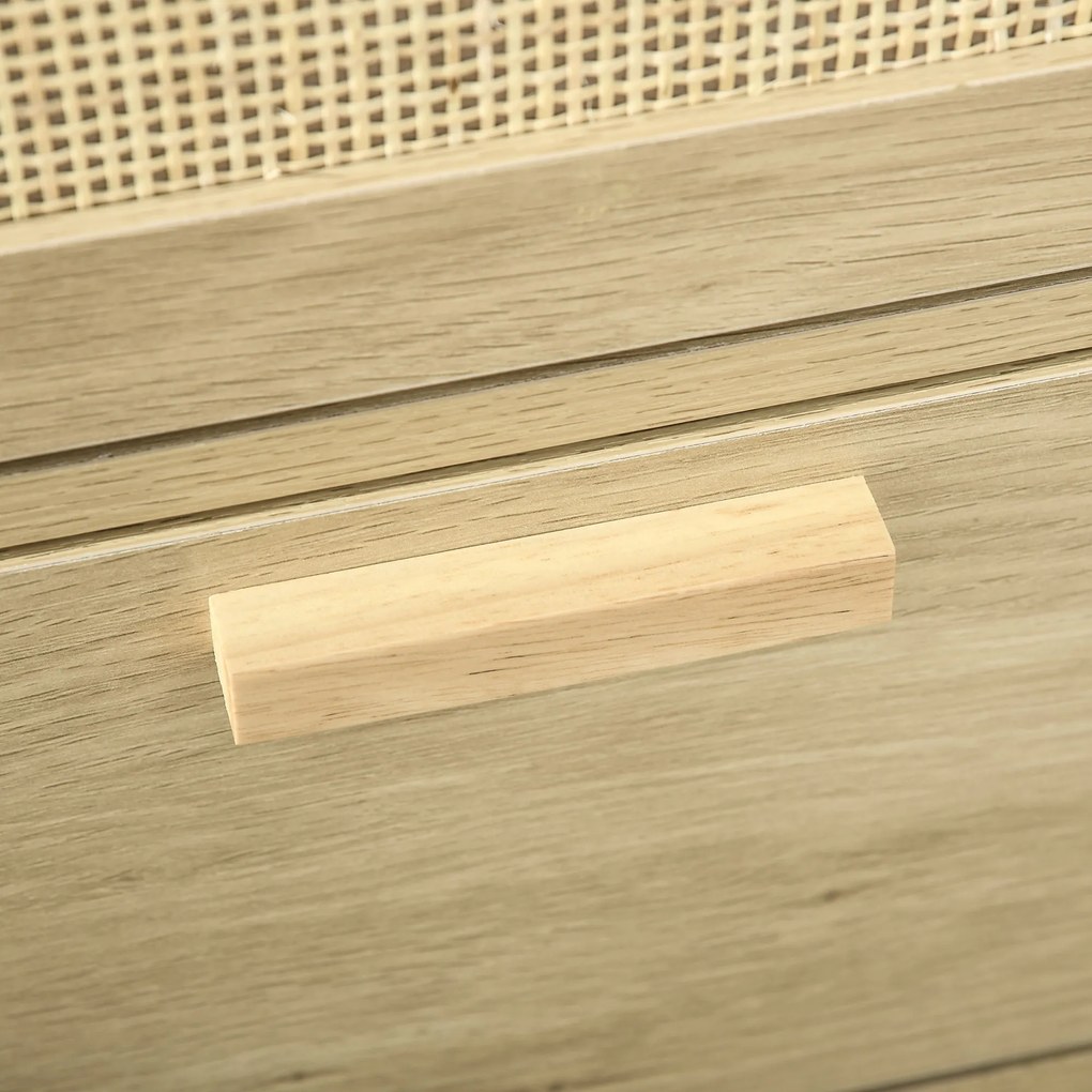 HOMCOM Cómoda com 3 Gavetas de Vime Cómoda de Madeira para Dormitório Sala de Estar Estilo Boêmio 60x38x69 cm Madeira