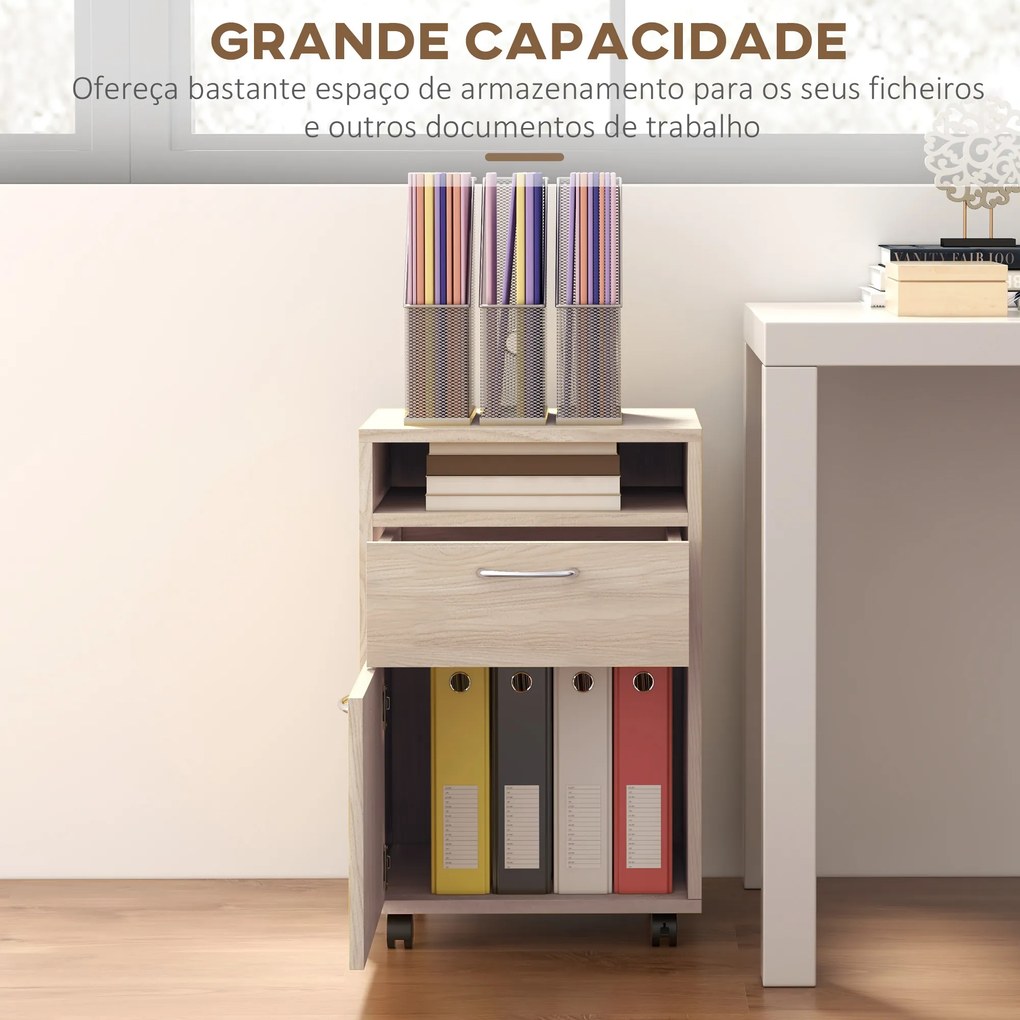 Bloco de Gavetas com Rodas Gaveta Compartimento Porta Arquivador Móvel para Escritório 40x35x60 cm Carvalho