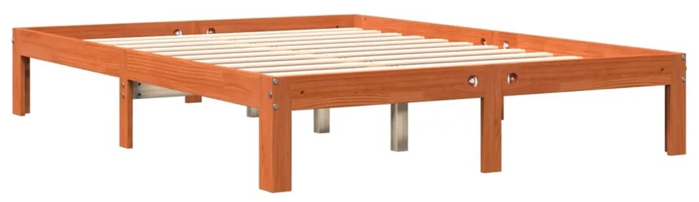 Estrutura de cama 135x190 cm madeira pinho maciça castanho cera