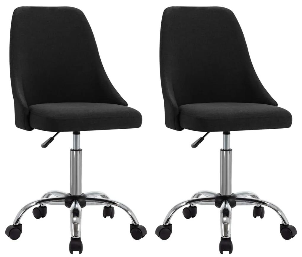 3067206 vidaXL Cadeiras de escritório com rodas 2 pcs tecido preto