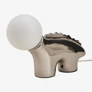 Candeeiro De Mesa Em Cerâmica Com Bola De Cristal Maloa Kids Cinza Cromado - Sklum