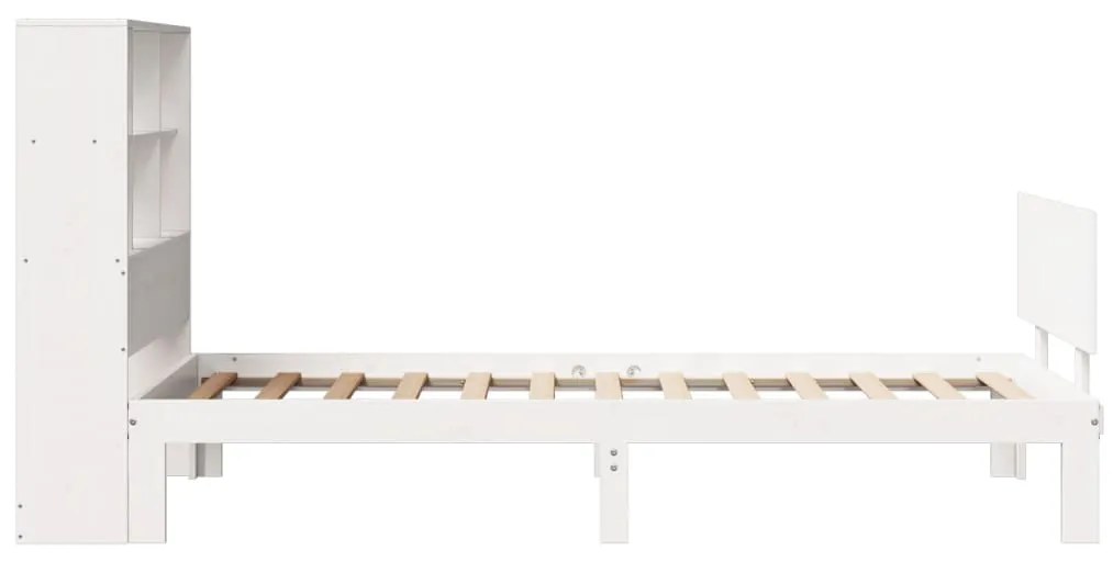 Cama com estante sem colchão 90x200 cm pinho maciço branco