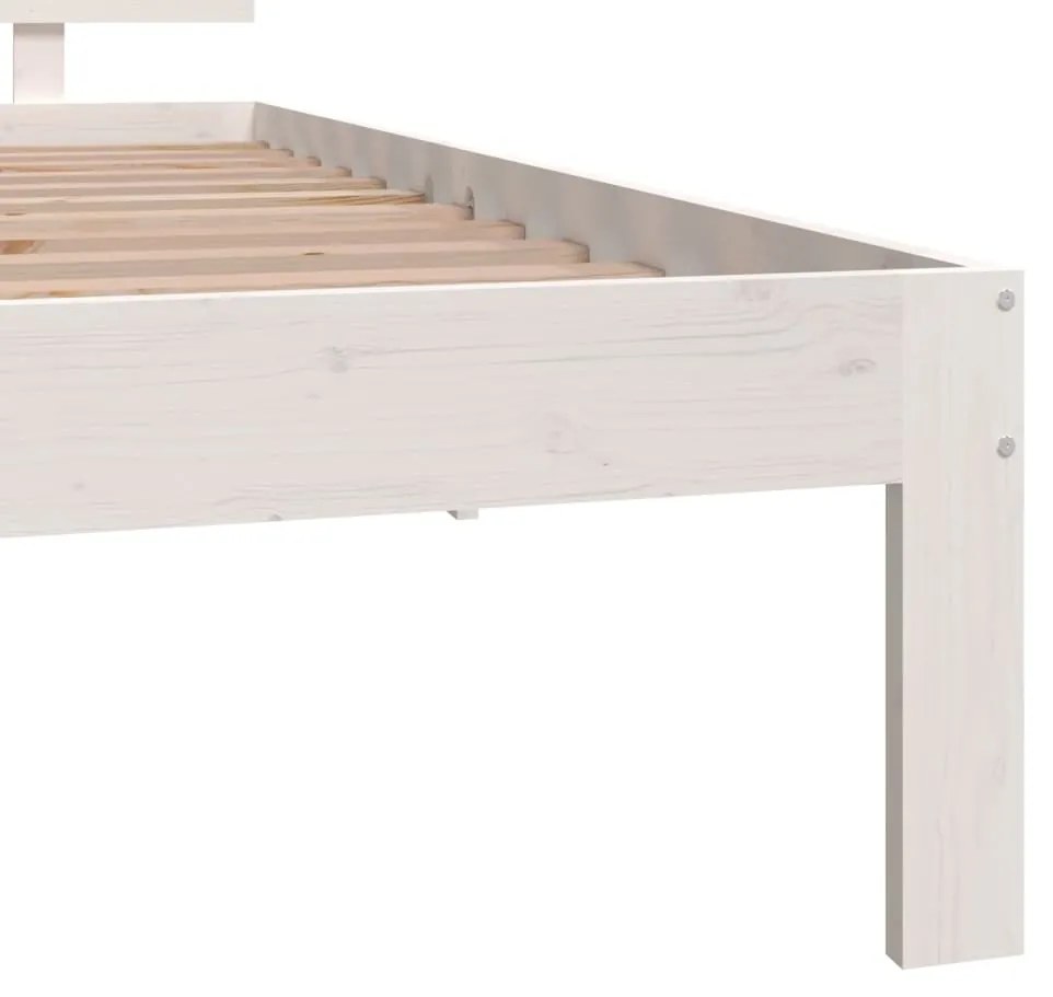 Estrutura de cama solteiro 90x190 cm madeira maciça branco