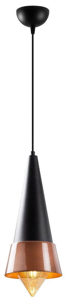 Candeeiro de Teto Dodo – Preto e Cobre – 19 x 19 cm