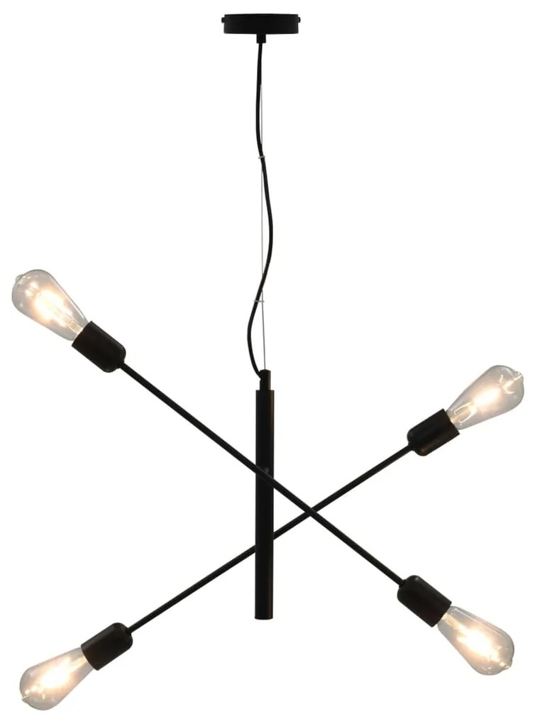 vidaXL Candeeiro teto c/ lâmpadas incandescência 2 W preto E27