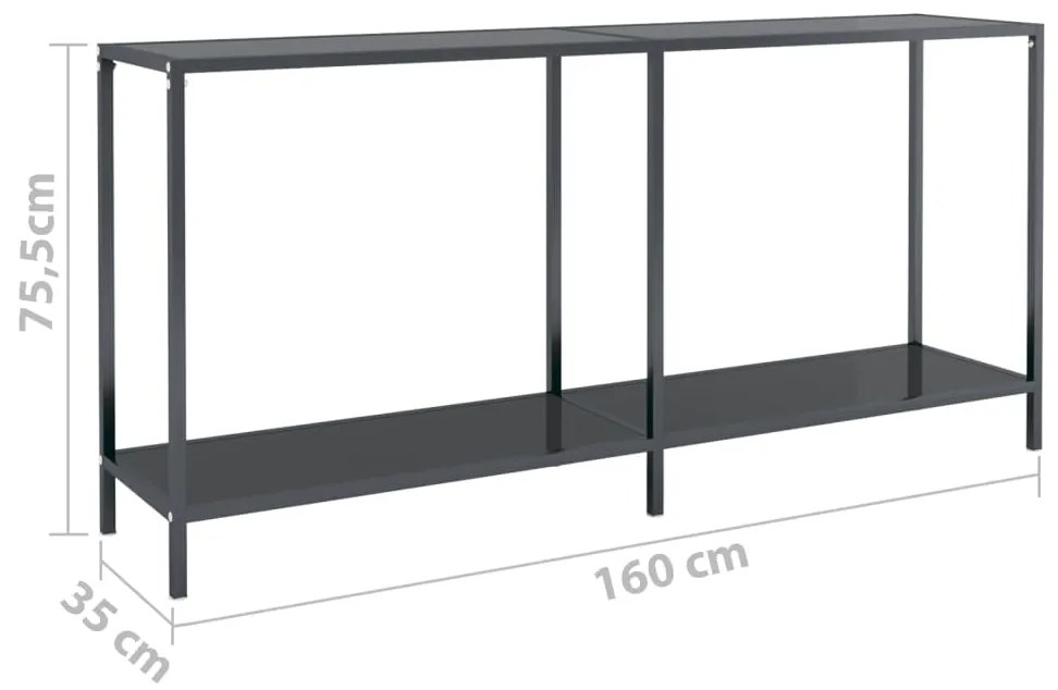 Mesa consola preto 160x35x75,5 cm vidro temperado