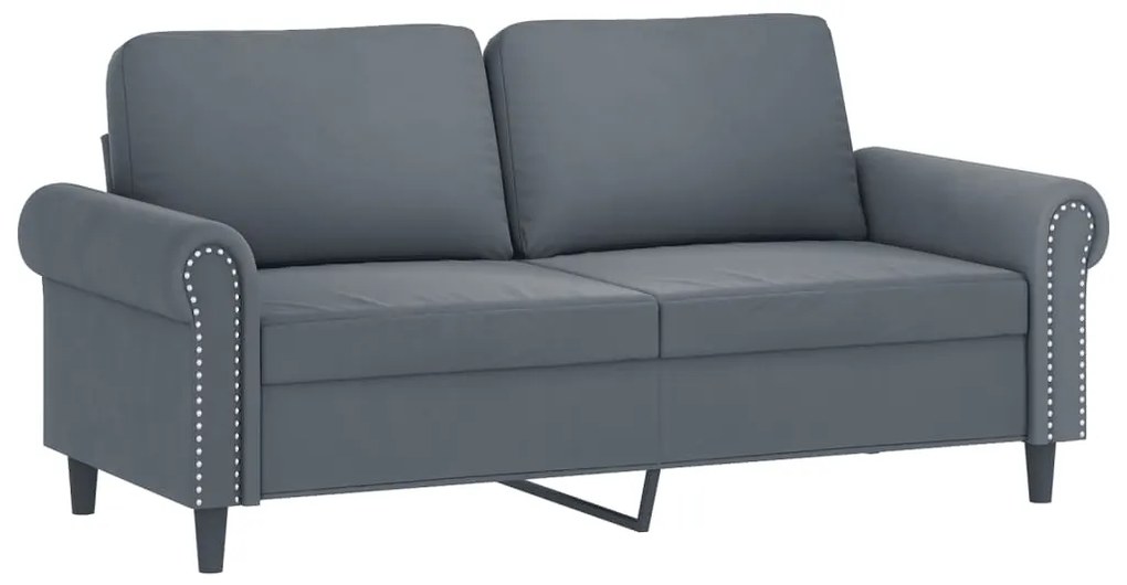 2 pcs conjunto de sofás com almofadões veludo cinzento-escuro