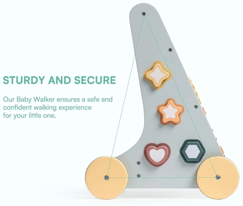 Andador de madeira para bebés com centro Atividades - Forest Vitality