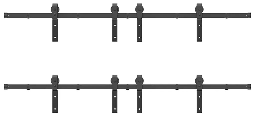 Kit de ferragens para porta deslizante 366 cm aço preto