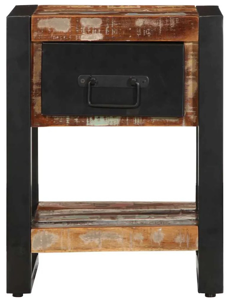 Mesa de cabeceira multicor 35x34x45cm madeira maciça recuperada