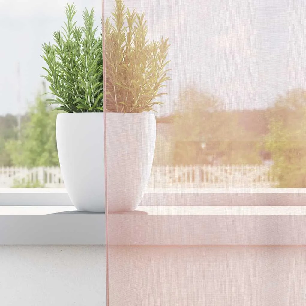 Cortinas de voile com laços 2 pcs rosa-claro 140x260 cm